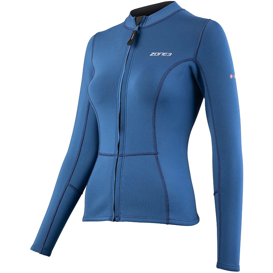 2023 Zone3 Donna Yulex 1.5mm Top da bagno a maniche lunghe con zip frontale NA23WYT103 - Navy